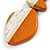 Orange/Off White Geometric Wood Pendant Black Waxed Cotton Cord - 80cm L Max/ 13cm - view 6