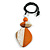 Orange/Off White Geometric Wood Pendant Black Waxed Cotton Cord - 80cm L Max/ 13cm - view 2