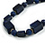 Chunky Dark Blue with Animal Print Cube and Ball Wood Bead Cord Necklace - 90cm Max - view 4