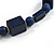 Chunky Dark Blue with Animal Print Cube and Ball Wood Bead Cord Necklace - 90cm Max - view 7