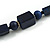 Chunky Dark Blue with Animal Print Cube and Ball Wood Bead Cord Necklace - 90cm Max - view 5