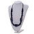 Chunky Dark Blue with Animal Print Cube and Ball Wood Bead Cord Necklace - 90cm Max - view 3