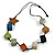 Multicoloured Wood Cube Bead with Star Motif Cotton Cord Necklace - 80cm Max L/ Adjustable - view 7