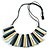 Statement Grey/Lemon Yellow/White/Black Wood Bead Fringe Necklace with Black Cotton Cords/ 74cm L