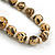Animal Print Wooden Bead Chunky Necklace in Natural/ Black - 70cm Long - view 6