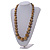 Animal Print Wooden Bead Chunky Necklace in Natural/ Black - 70cm Long - view 3