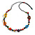 Funky Multicoloured Wood Bead Black Cotton Cord Necklace - 80cm Long - view 2