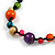 Funky Multicoloured Wood Bead Black Cotton Cord Necklace - 80cm Long - view 5