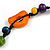 Funky Multicoloured Wood Bead Black Cotton Cord Necklace - 80cm Long - view 6
