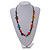 Funky Multicoloured Wood Bead Black Cotton Cord Necklace - 80cm Long - view 3