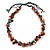 Multicoloured Cluster Glass/ Ceramic Bead Cotton Cord Necklace - 60cm L/ Adjustable
