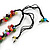 Multicoloured Cluster Glass/ Ceramic Bead Cotton Cord Necklace - 60cm L/ Adjustable - view 6