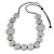 Metallic Silver Coin Wood Bead Cotton Cord Long Necklace - 100cm Long (Max Length) Adjustable - view 7