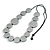 Metallic Silver Coin Wood Bead Cotton Cord Long Necklace - 100cm Long (Max Length) Adjustable - view 2