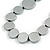 Metallic Silver Coin Wood Bead Cotton Cord Long Necklace - 100cm Long (Max Length) Adjustable - view 5