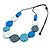 Blue/Grey/White Wooden Coin Bead Black Cotton Cord Necklace/ 88cm Max Lenght/ Adjustable - view 3