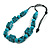 Chunky Turquoise with Animal Print Cube and Ball Wood Bead Cord Necklace - 90cm Max - view 2