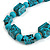 Chunky Turquoise with Animal Print Cube and Ball Wood Bead Cord Necklace - 90cm Max - view 4