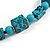 Chunky Turquoise with Animal Print Cube and Ball Wood Bead Cord Necklace - 90cm Max - view 5