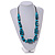 Chunky Turquoise with Animal Print Cube and Ball Wood Bead Cord Necklace - 90cm Max - view 3