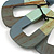 O-Shape Mint/ Grey Painted Wood Pendant with Black Cotton Cord - 90cm L/ 8cm Pendant - view 6