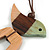 Pink/Brown/Mint Bird and Triangular Wooden Pendant Brown Cotton Cord Long Necklace - 90cm L/ 11cm Pendant - view 4