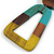 Turquoise/Brown/Yellow Bird and Triangular Wooden Pendant Brown Cotton Cord Long Necklace - 90cm L/ 11cm Pendant - view 6