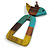 Turquoise/Brown/Yellow Bird and Triangular Wooden Pendant Brown Cotton Cord Long Necklace - 90cm L/ 11cm Pendant - view 7