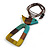Turquoise/Brown/Yellow Bird and Triangular Wooden Pendant Brown Cotton Cord Long Necklace - 90cm L/ 11cm Pendant - view 5