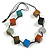 Multicoloured Wood Cube Bead Black Cotton Cord Necklace - 80cm Max L/ Adjustable - view 2