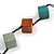 Multicoloured Wood Cube Bead Black Cotton Cord Necklace - 80cm Max L/ Adjustable - view 5