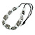 Chunky White/ Black with Animal Print Cube and Ball Wood Bead Cord Necklace - 90cm Max - view 4