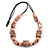 Chunky Pastel Pink with Animal Print Cube and Ball Wood Bead Cord Necklace - 90cm Max - view 2