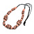 Chunky Pastel Pink with Animal Print Cube and Ball Wood Bead Cord Necklace - 90cm Max - view 4