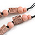 Chunky Pastel Pink with Animal Print Cube and Ball Wood Bead Cord Necklace - 90cm Max - view 9