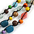 Layered Multicoloured Wood/ Ceramic/ Glass Bead Cotton Cord Necklace - 90cm L - view 6