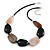 Grey/Black/Beige Oval Acrylic/Resin Bead Black Cords Chunky Necklace - 64cm L/ 8cm Ext - view 2