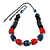 Chunky Blue/ Red Acrylic Bead Black Chain Necklace - 70cm L/ 8cm Ext - view 8