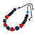 Chunky Blue/ Red Acrylic Bead Black Chain Necklace - 70cm L/ 8cm Ext - view 9