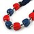 Chunky Blue/ Red Acrylic Bead Black Chain Necklace - 70cm L/ 8cm Ext - view 4