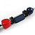 Chunky Blue/ Red Acrylic Bead Black Chain Necklace - 70cm L/ 8cm Ext - view 7