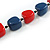 Chunky Blue/ Red Acrylic Bead Black Chain Necklace - 70cm L/ 8cm Ext - view 10