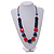 Chunky Blue/ Red Acrylic Bead Black Chain Necklace - 70cm L/ 8cm Ext - view 3