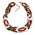 Brown/ Transparent Animal Print Acrylic Oval Link Statement Necklace - 50cm L/ 8cm Ext