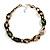 Chunky Acrylic Oval Link Statement Necklace in Brown/Black/Green - 60cm L/ 6cm Ext - view 2