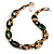 Chunky Acrylic Oval Link Statement Necklace in Brown/Black/Green - 60cm L/ 6cm Ext - view 7