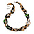 Chunky Acrylic Oval Link Statement Necklace in Brown/Black/Green - 60cm L/ 6cm Ext