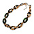 Chunky Acrylic Oval Link Statement Necklace in Brown/Black/Green - 60cm L/ 6cm Ext - view 8