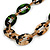 Chunky Acrylic Oval Link Statement Necklace in Brown/Black/Green - 60cm L/ 6cm Ext - view 5
