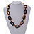 Chunky Acrylic Oval Link Statement Necklace in Brown/Black/Green - 60cm L/ 6cm Ext - view 3